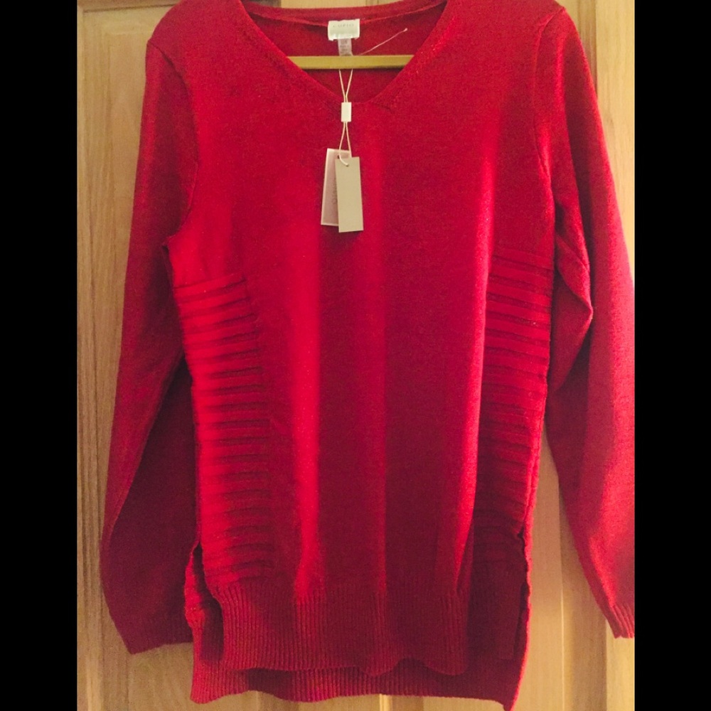 Sparkly red tunic sweater